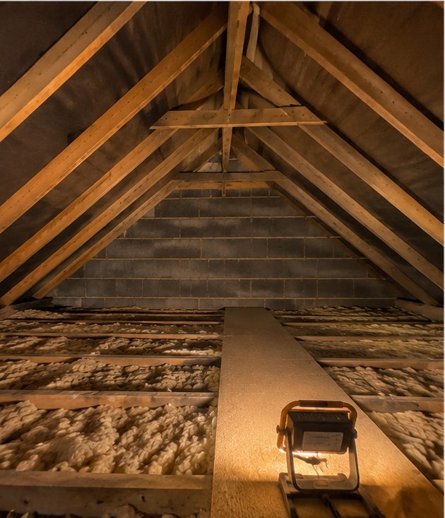 Before: the loft of a 1970s detached with a room-in-roof extension in Coventry, ahead of the multifoil installation